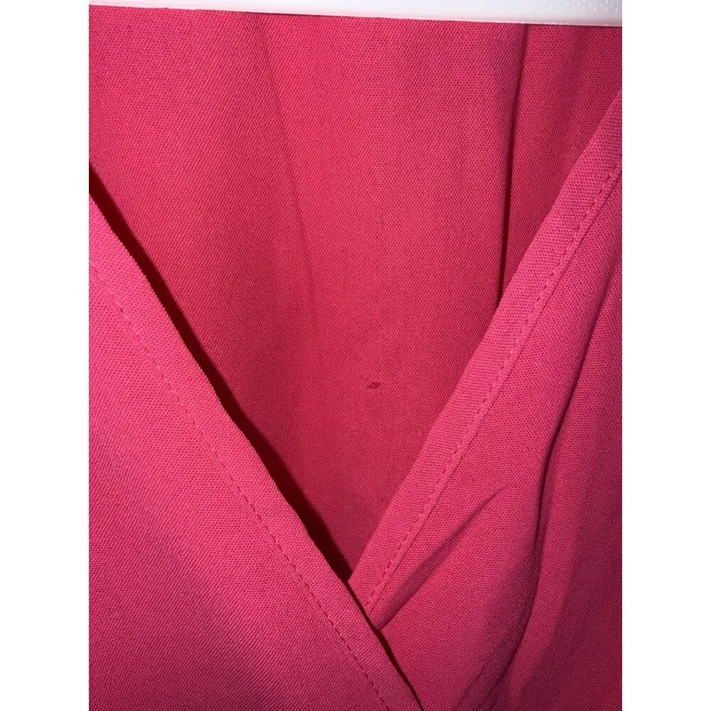 Hot Pink V-Neck Faux Wrap Maxi Dress Smocked Waist XL - Picture 7 of 7